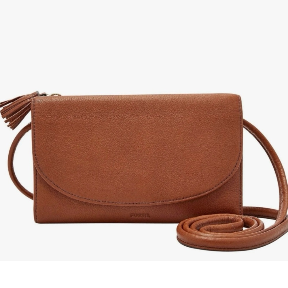 Fossil Tan Leather Crossbody Bag